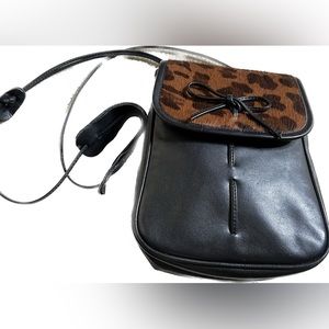 Casleigh Vintage Horsehair Leopard Black Leather Crossbody